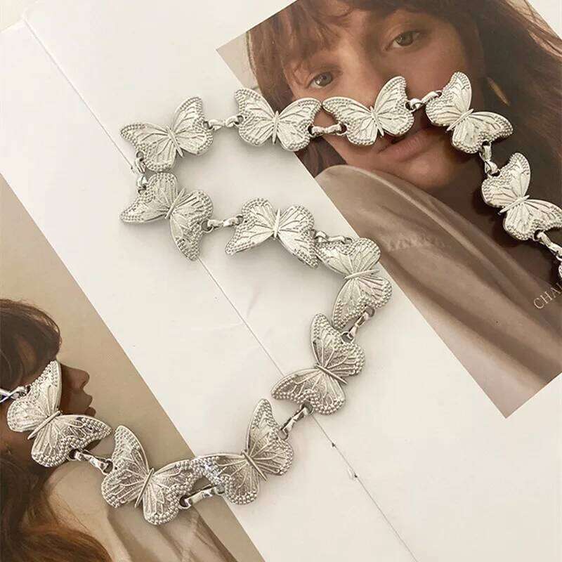 Exquisite Long Tassel Butterfly Chain for Women Silver color Metal Belt Lady Body Chains Waist Strap Accessories H260228