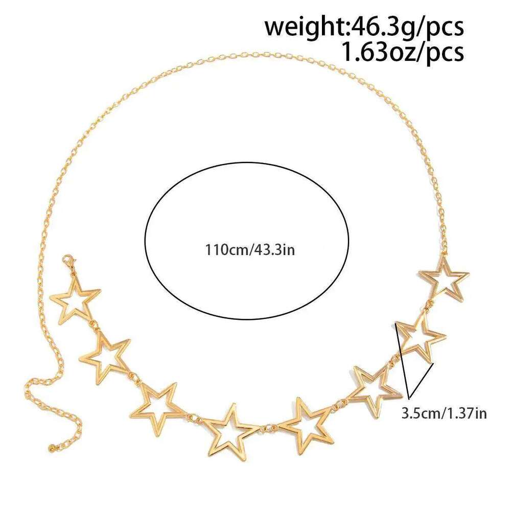 Ingemark Vintage Simple Hollow Out Pentagram Star Belly Waist Chains Women Punk Hip Hop Adjustable Body Accessories New Jewelry H260228
