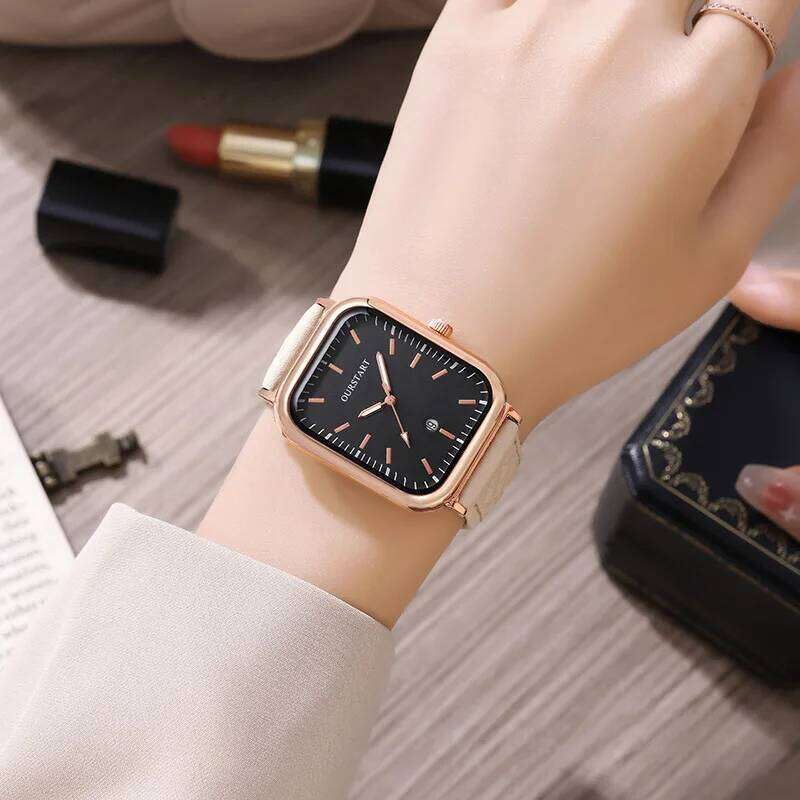 Square quartz diamond patterned belt, calendar , women's H260228