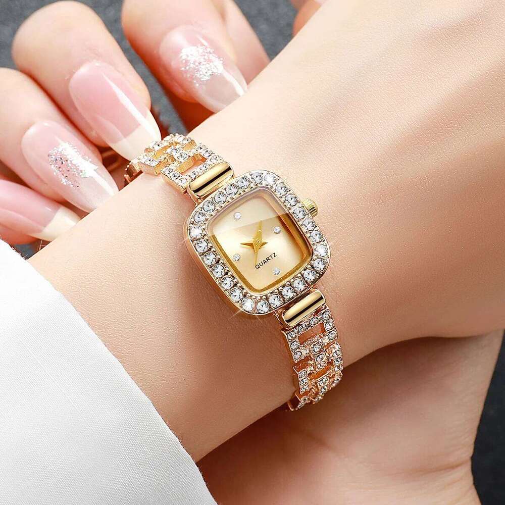 Rhinestone Strap Women es Elegant Square Quartz Wrist Reloj Mujer Girls Clock Gift Without Box H260228
