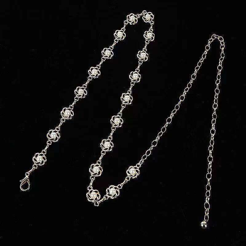 Fashion Metal Pearl Waist for Women Exquisite Gold Color Geometric Hollow Flower Belly Chain Dress Jewelry Gifts H260228