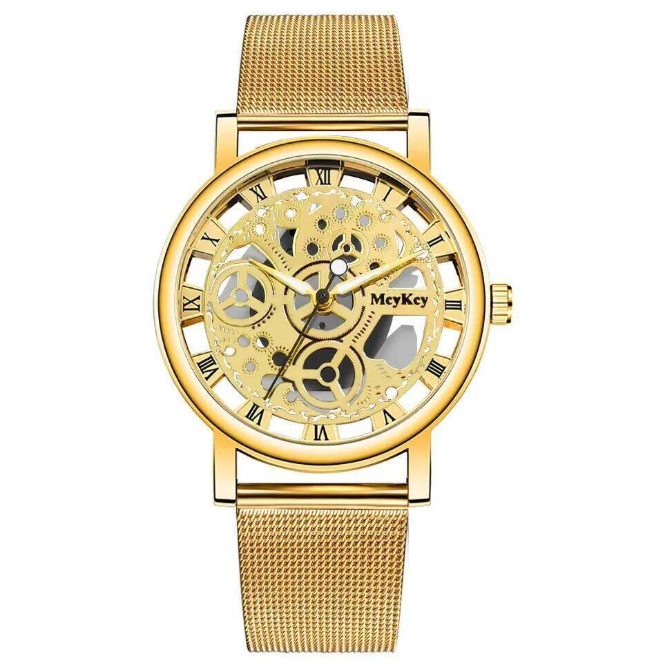 Fashion Top Women Hollow Skeleton Faux Mechanical Ladies Metal Mesh Quartz Wrist es For Female Relogio Feminino H260228