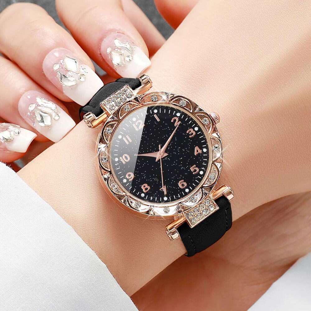 Fashion Rhinestone Women Quartz Wrist Ladies Casual Leather Strap Reloj Mujer Girls Clock Gift Without Box H260228