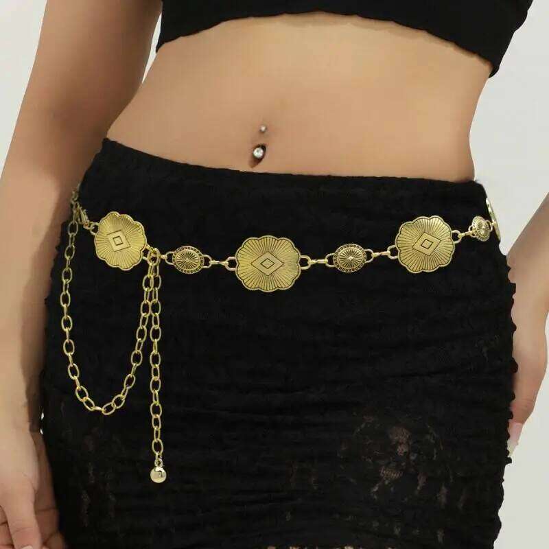 New Retro Versatile Belt For Women Matching Skirts And Shirts Decoration Vintage Carved Metal Waist Chain H260228