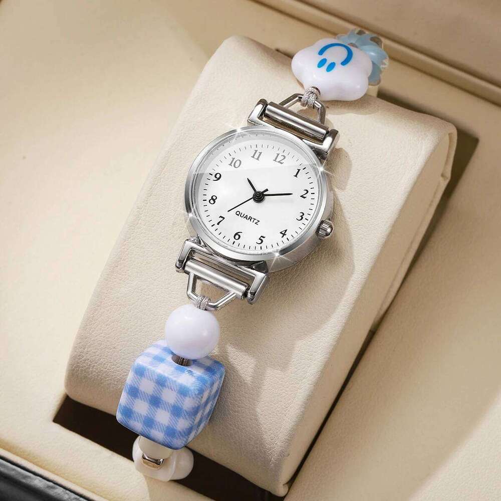 Fashion Beads Strap Women Wrist Simple Arabic Dial Ladies Quartz Reloj Mujer Girls Clock GiftWithout Box H260228