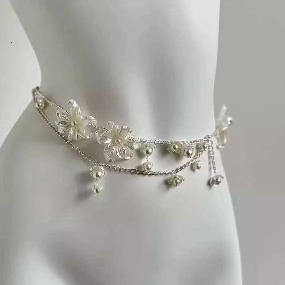 Elegant Multi-Layer Tassel Waist Pearl Flower Design Luxury Minimalist Chain Accessories for Women Body Jewelry H260228