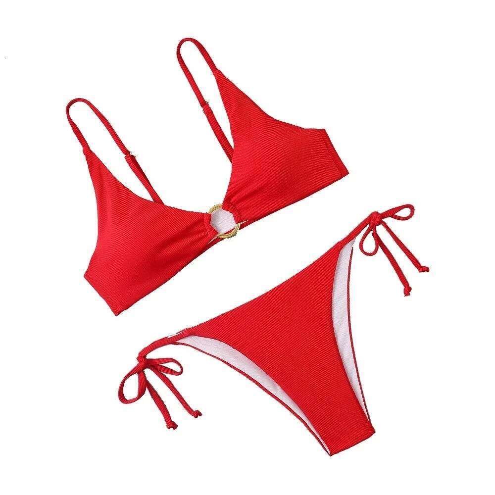 2024 new European and American striped split for women, sexy cross-border bikini swimsuit Z260301