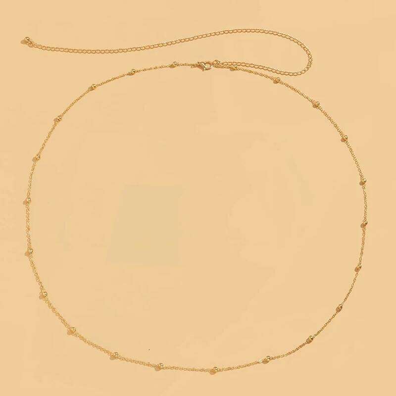 Girls Simple Beaded Belly for Women Antique Gold Color Metal Beach Bikini Single Link Chains Waist Body Jewelry Accessory H260228