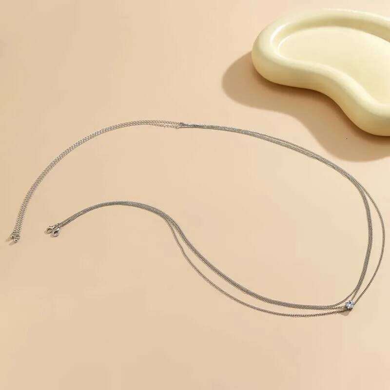 Fashion Metal Double Layered Cross Waist for Women Simple Rhinestone Heart Thin Body Chain Party Jewelry Accessories H260228