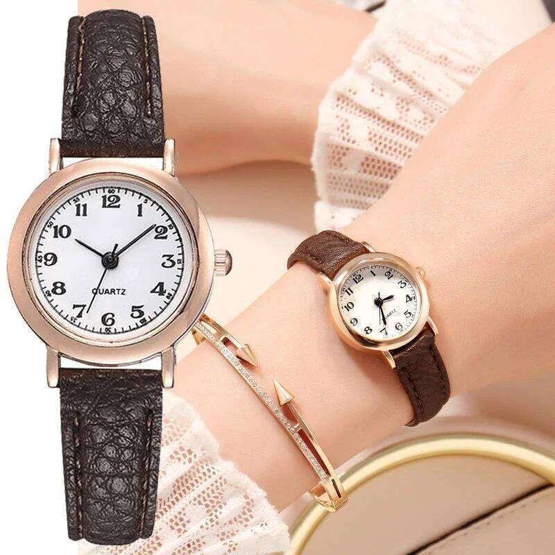 Classic Women's Casual Quartz Leather Band Strap New Round Analog Clock Wrist Designer es H260228