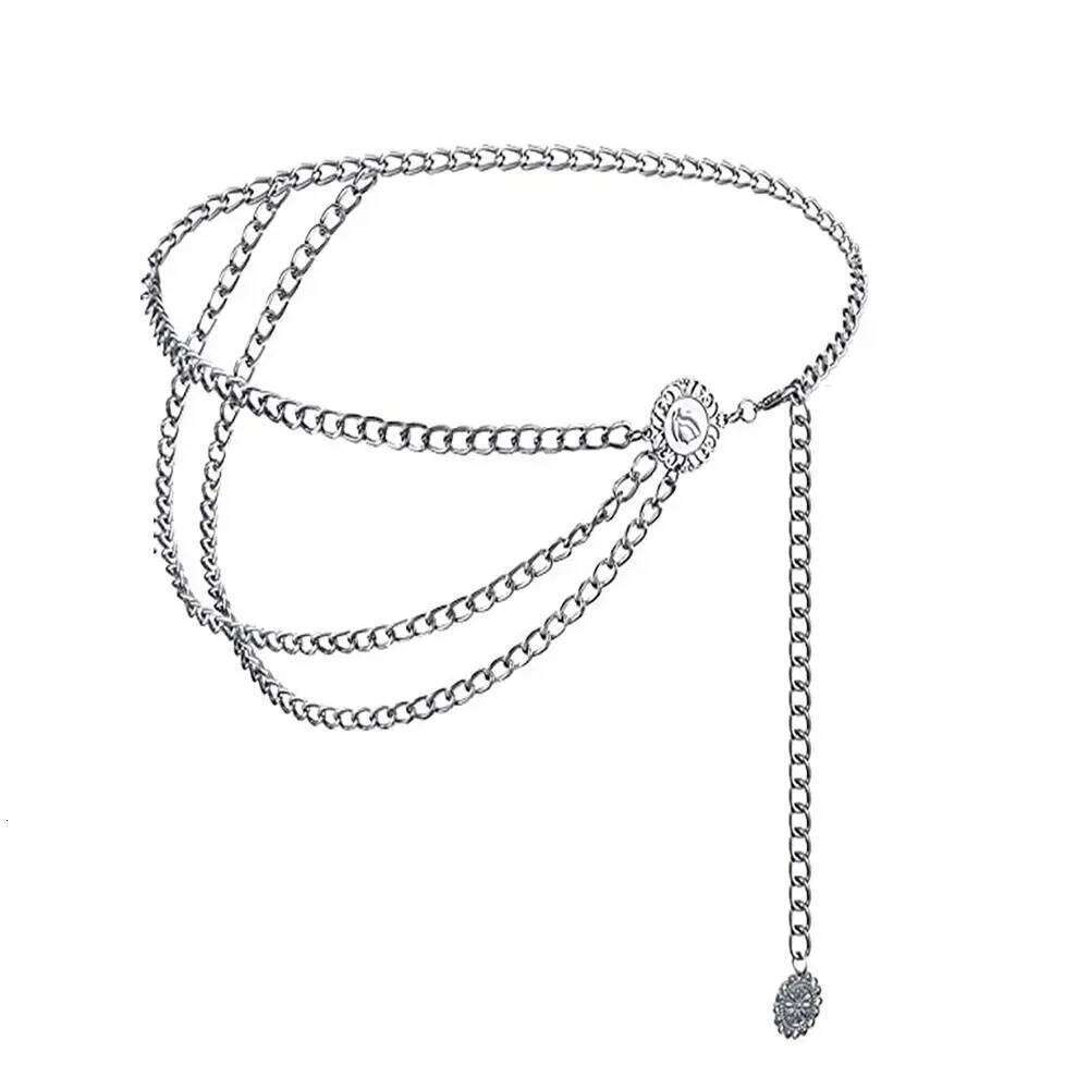 Antique Jewelry Ethnic Style Adjustable Body Accessory Sunflower Round Waist Retro Metal Chain Belt Women H260228