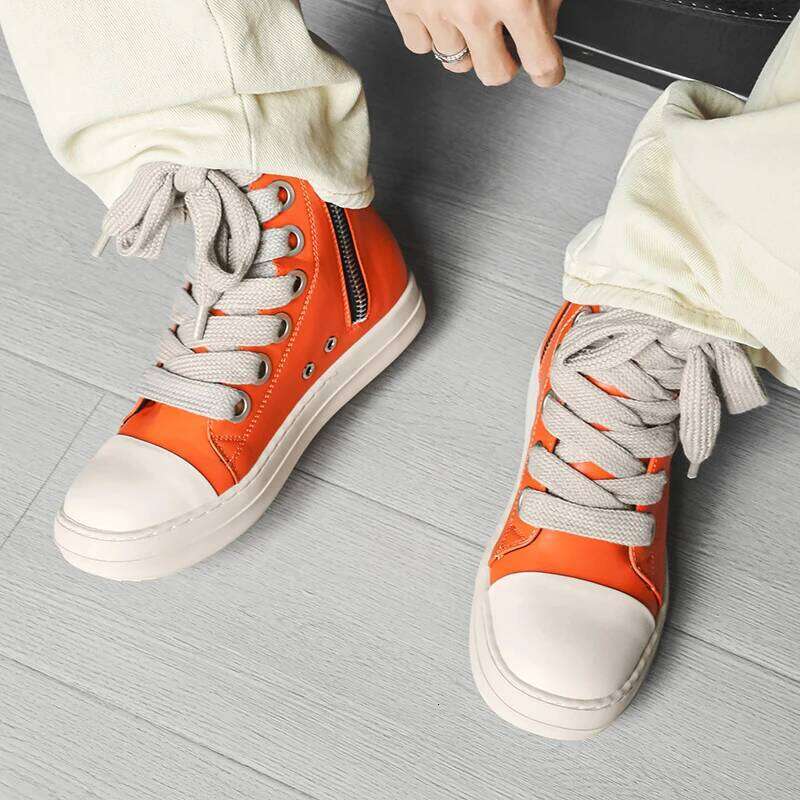 2026 New Couples' Big Size High-Top Sneakers | Side Zipper Thick-Soled Outdoor Non-Slip Wear-Resistant Casual Athletic Shoes