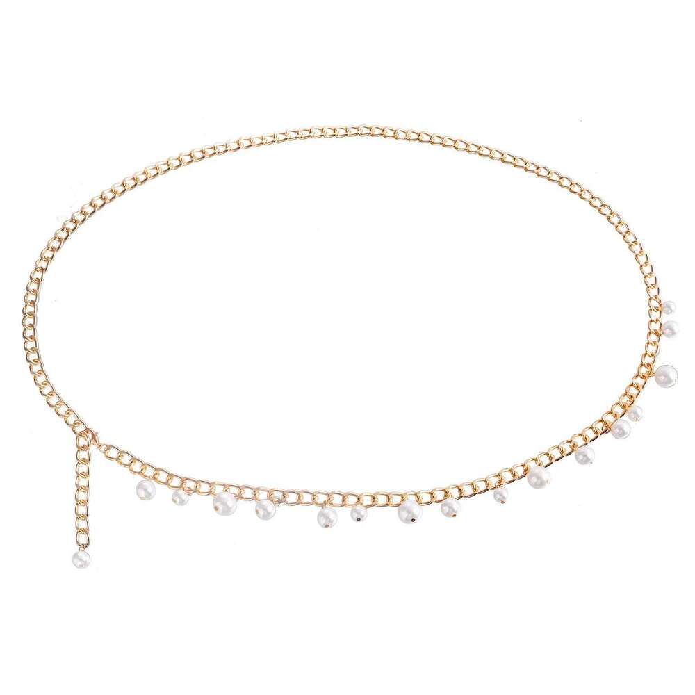 Fashion Imitation Pearl Waist Personality Temperament All-match Body Hot Girl Style Sweater Chain Clothing Accessori H260228