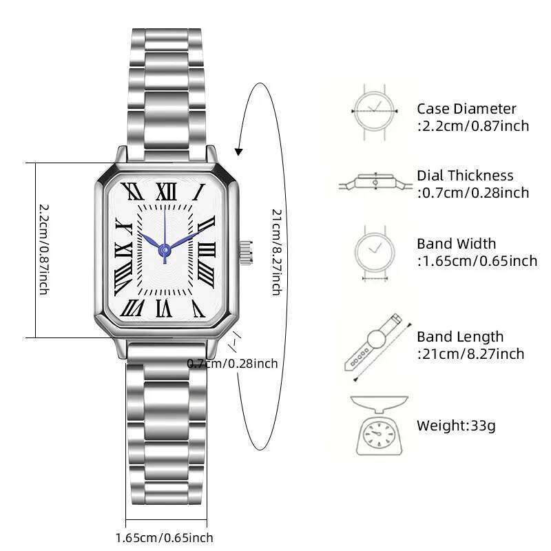 2024 Cross border Foreign Trade New Leisure Fashion Fresh Alloy Steel Strip Square Roman Women's Quartz in Stock H260228
