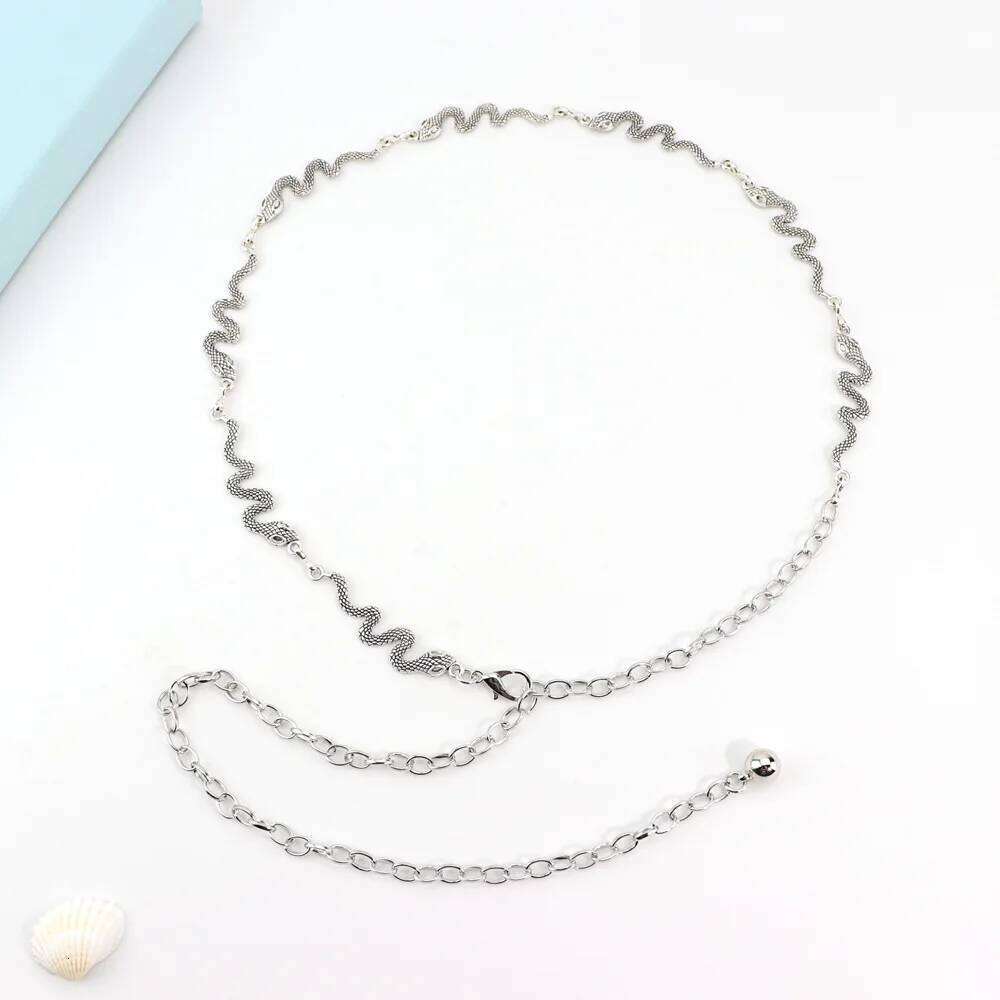 Fashion Vintage Snake Shape Waist Chain Women Girls Adjustable Body Belt Belly Jewelry Tassel Design for Dresses Jeans H260228