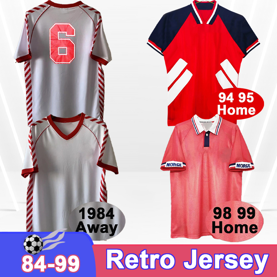 1984 Noruega Nor way National Team Mens Retro Soccer Jerseys 98 99 Home Away White Football Shirt Short Sleeve