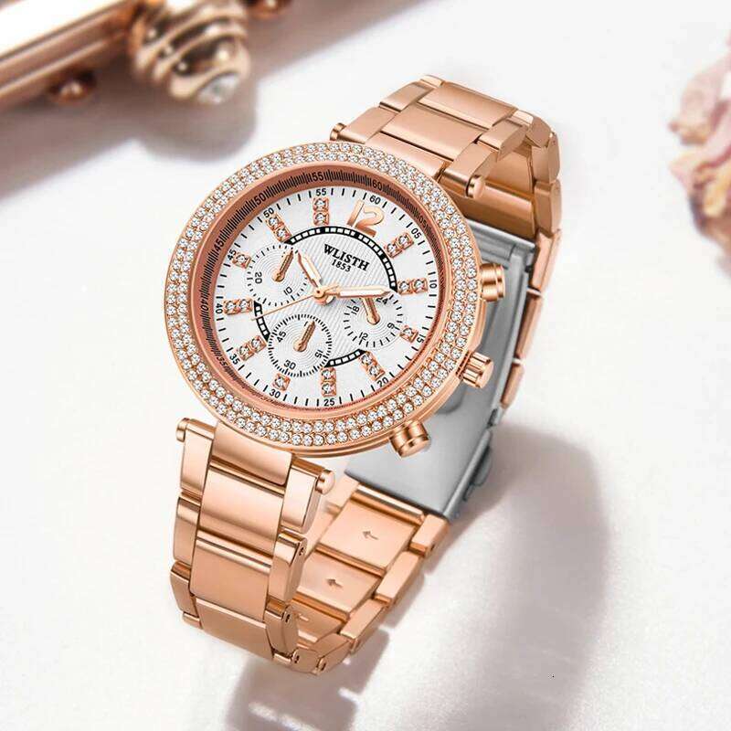 Women's Original Quartz for Ladies Stainless Steel Wrist Business es Luminous Rhinestone Dial reloj H260228