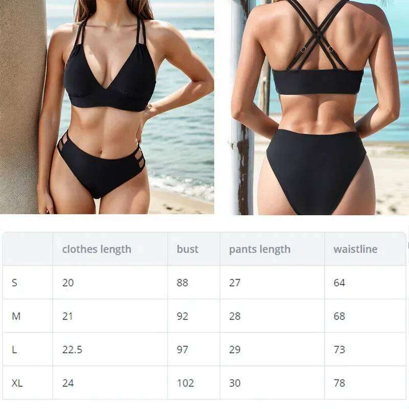 Women's Split Bikini Double Shoulder Straps Bra Cross-adjustable Waist Hollow Swimsuit Sexy Beach Set Bathing Suit Women Z260301