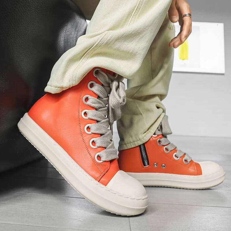 2026 New Couples' Big Size High-Top Sneakers | Side Zipper Thick-Soled Outdoor Non-Slip Wear-Resistant Casual Athletic Shoes