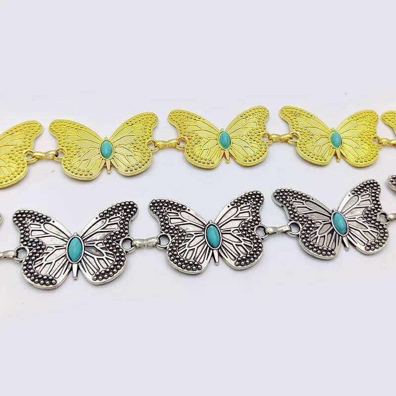 Vintage Female Waist Chain Belt Punk Y2K Sapphire Metal Belts For Women Butterfly Luxury Golden Waistband for summer Skirt Jeans H260228