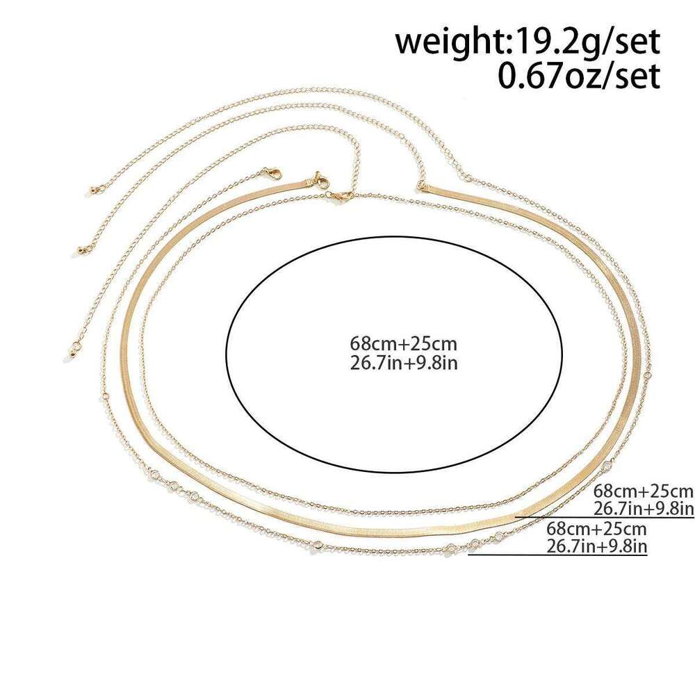 3Pcs Gold Color Flat Snake Belly Waist Chain Boho Rhinestone Belt Women's Summer Bikini Accessory Sexy Body Jewelry H260228