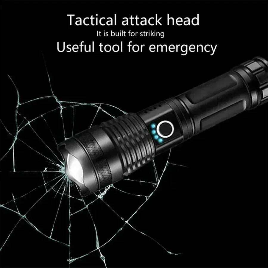 EDC Flashlight Rechargeable Zoomable,IPX5 Waterproof Aluminum Alloy,5 Modes LED Torch for Outdoor Camping Hiking Emergency Light Z260301