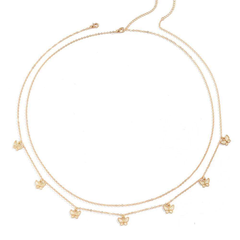 Retro Butterfly Pendant Belt With Body Chain, Suitable For Women's Fashionable Belly Dance Clothing H260228