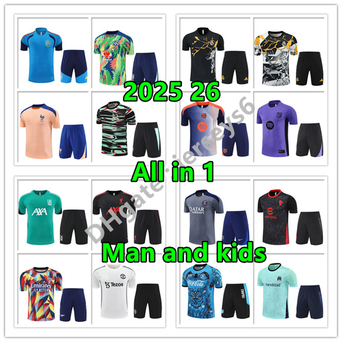 2026 27 Soccer Jersey men and kids tracksuit kit trainingspak Short-sleeved shirt Vest football shirt Kids Child kit jersey 222