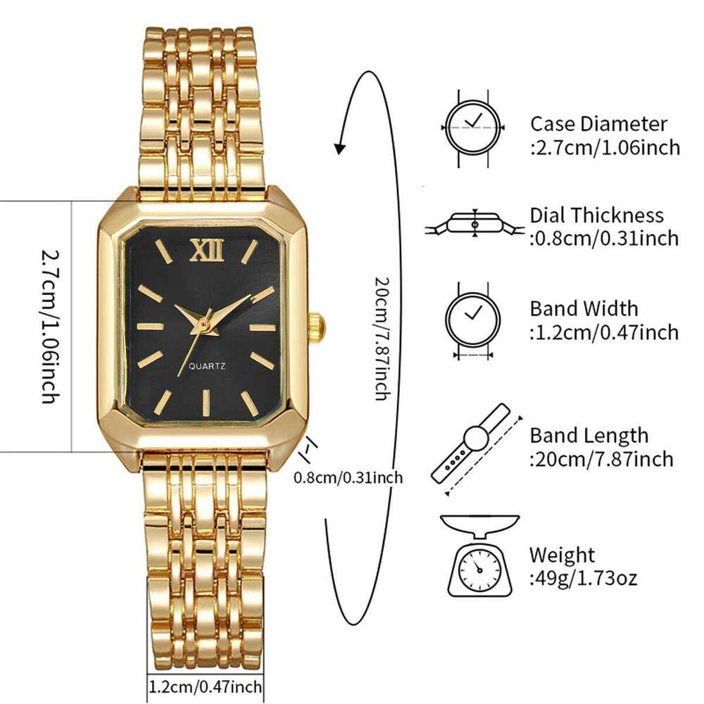 2PCS/Set Fashion Square Dial Women Wrist Elegant Ladies Quartz With Heart Reloj Mujer Without Box H260228