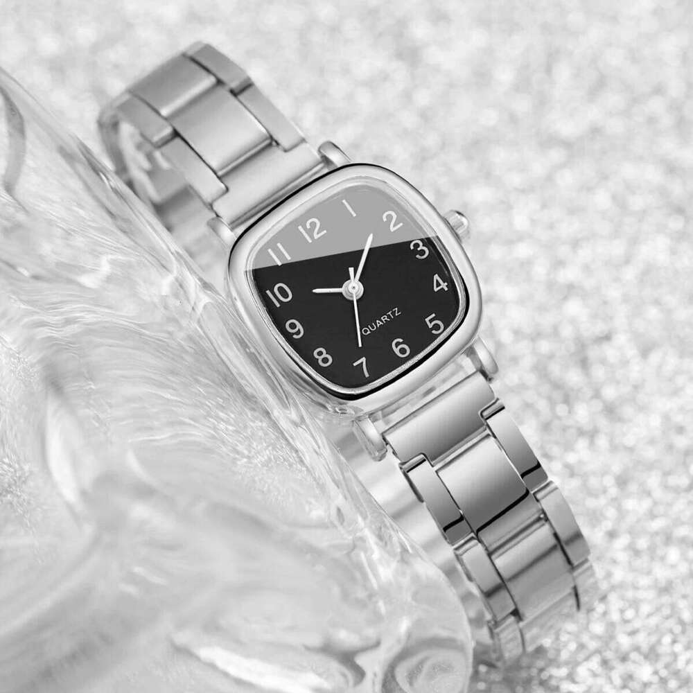 2PCS Fashion Square Arabic Dial Women Quartz Wrist Ladies Alloy Strap With Reloj Mujer Without Box H260228