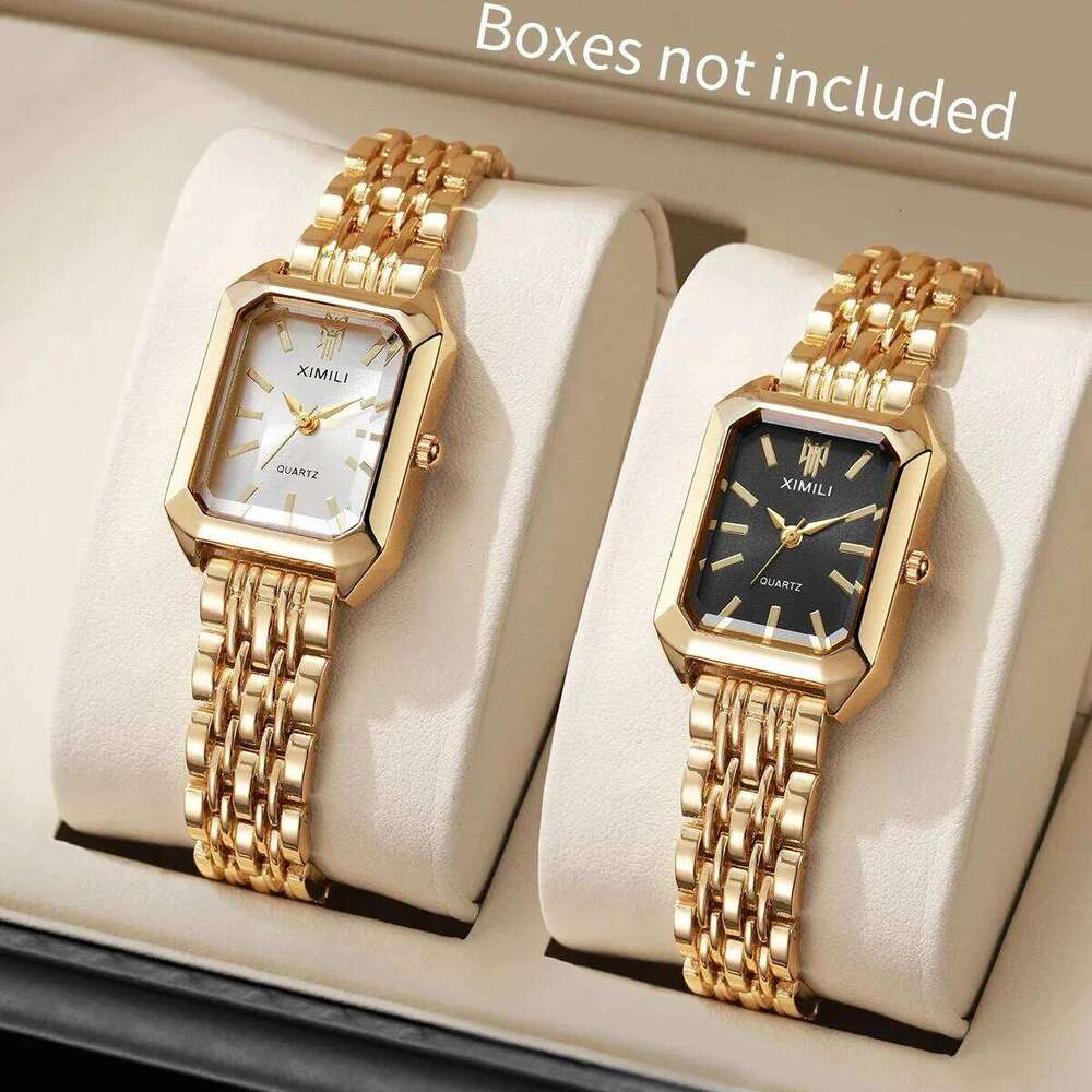 1/2/4PCS Fashion Rectangle Woman Quartz Luxury Stainless Steel Band Wristes Reloj MujerWithout Box H260228