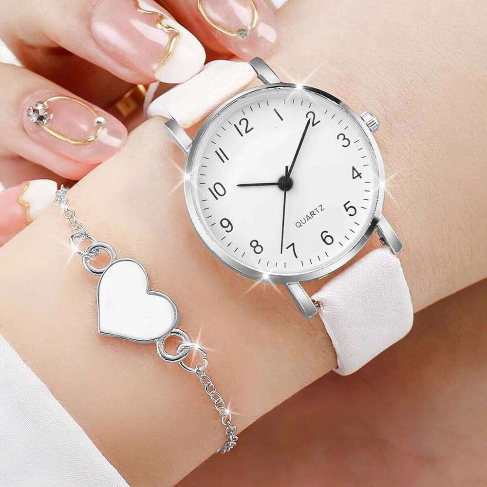 Minimalist digital fashion leather strap quartz heart set H260228
