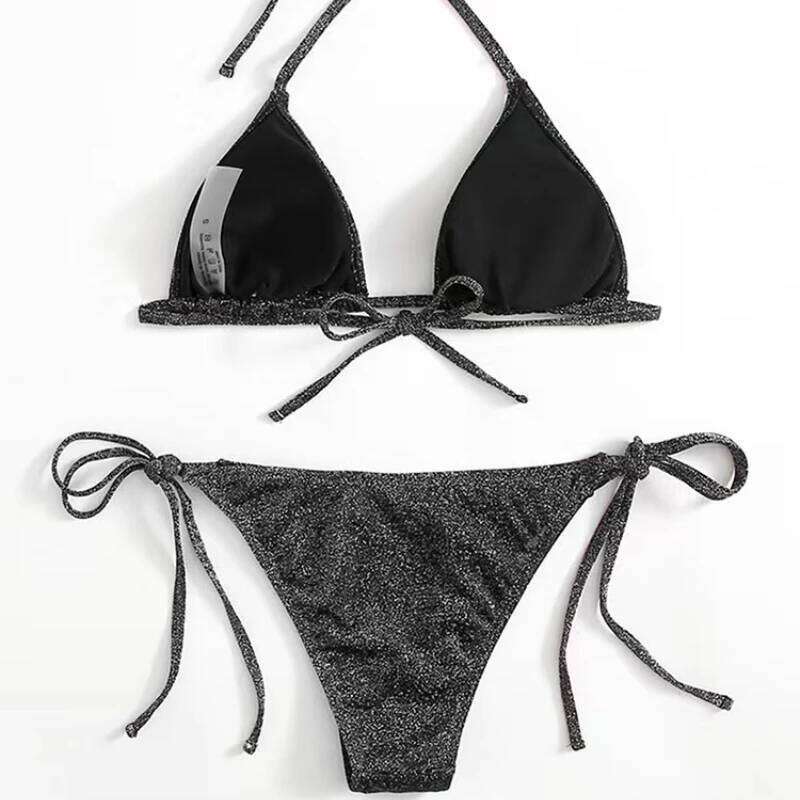 Shiny Sexy Set Triangle Bikinis Bandage Swimsuit Women Two Piece Swimwear Summer Biquini New Beachwear Push Up Bikini Z260301