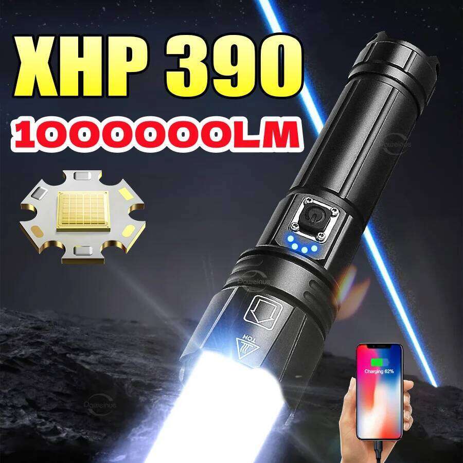 XHP390 Most Powerful Flashlight USB Rechargeable 10000LM LED High Power Tactical Lantern 2000M Long Range Camping Torch Z260301