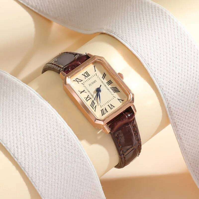Ladies , temperament retro Roman blue needle scale design simple fashion quartz H260228