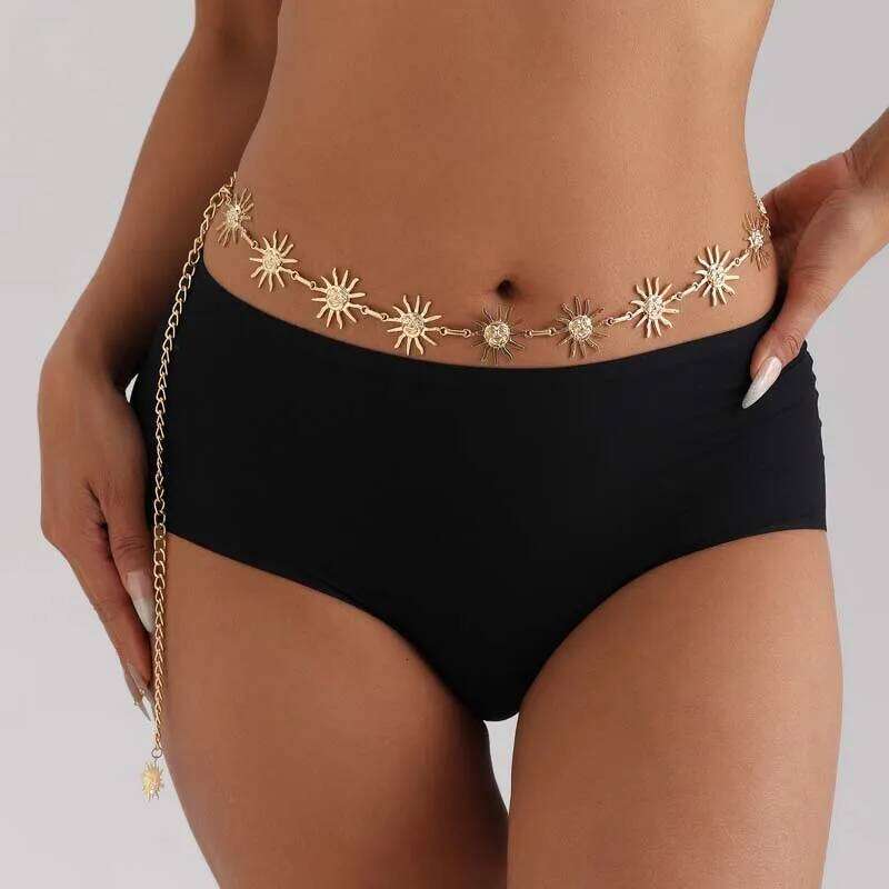 Punk Metal Vortex Sun Waist for Women Vintage Ethnic Style Gold Color Geometric Personality Body Chain Party Jewelry Gifts H260228
