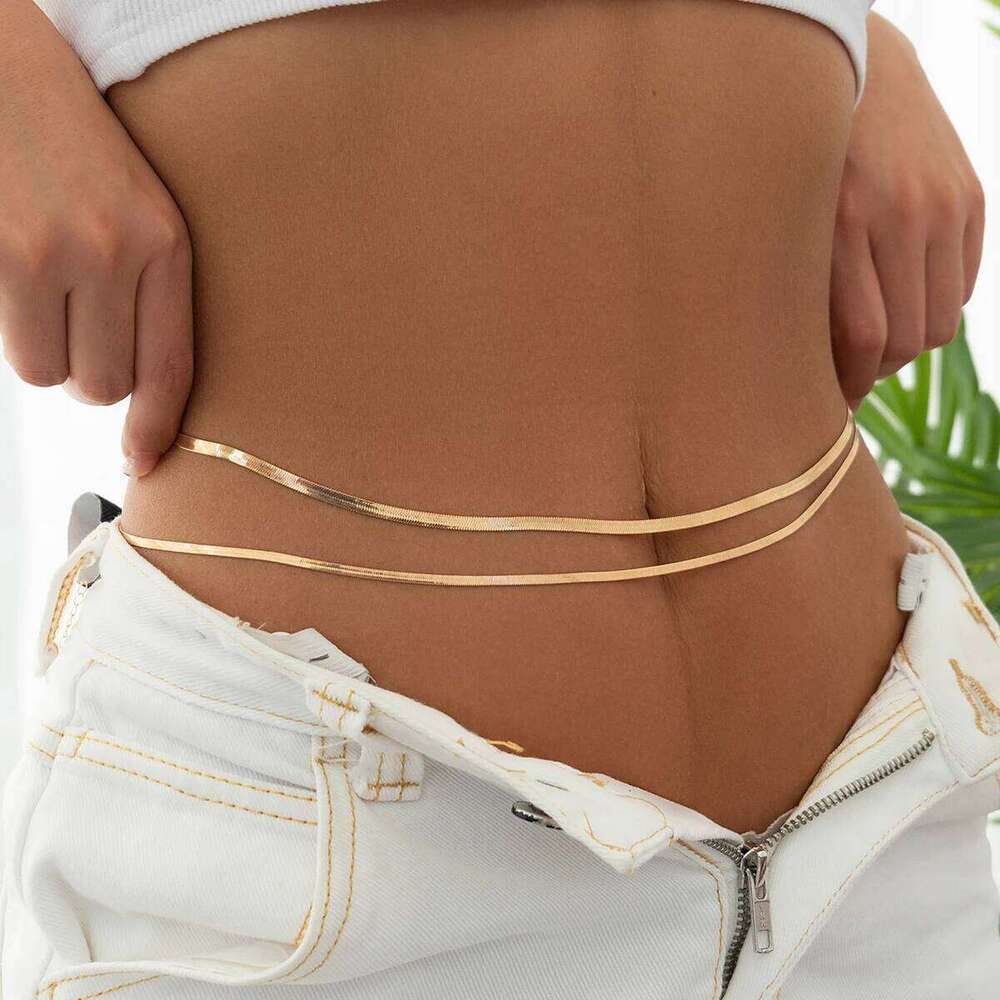 Ingemark Sexy Flat Snake Waist Belly Belt for Women Summer Beach Bikinis Simple Body Chain Festival Jewelry Accessories H260228