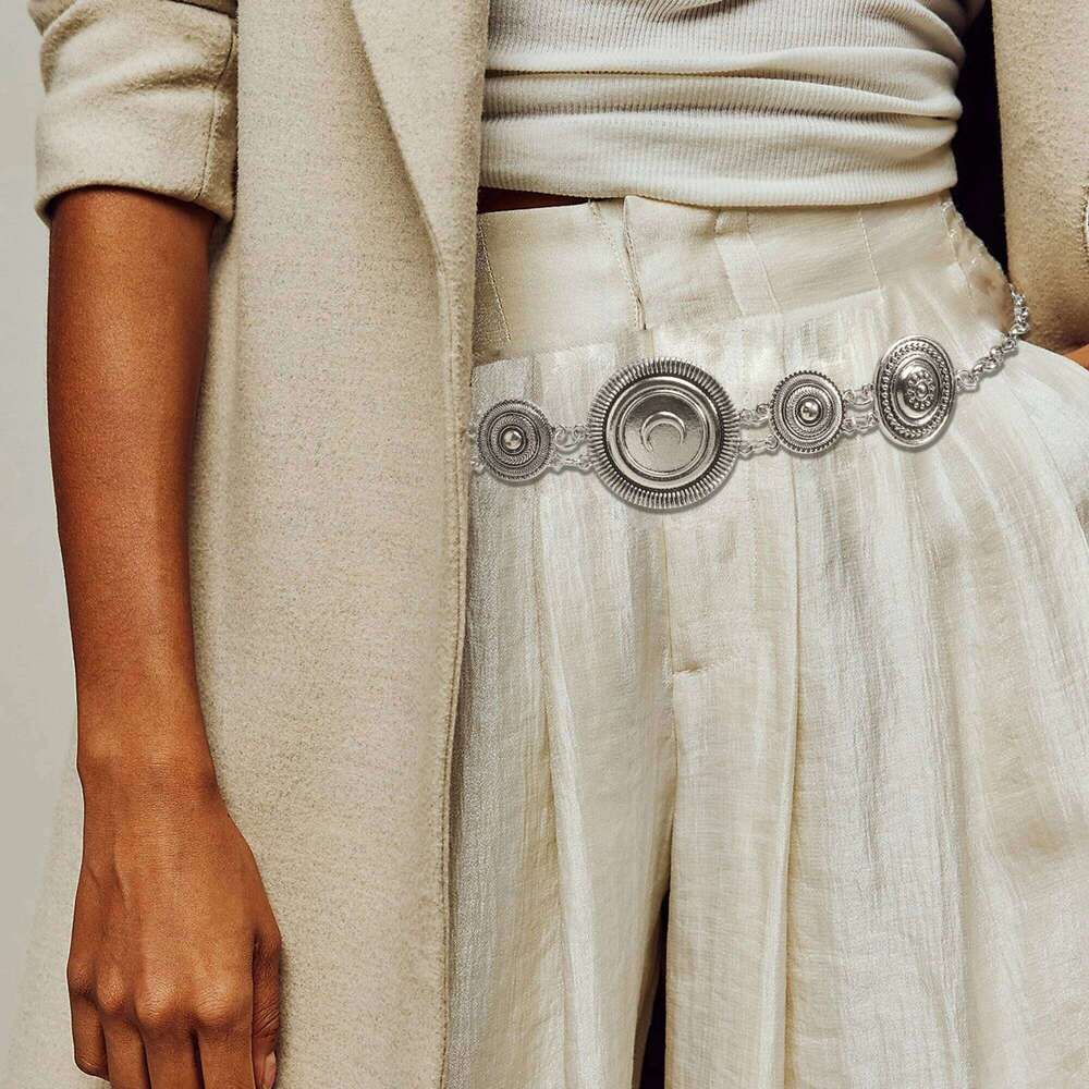 The new retro metal waist belt women 2024 senior sense 100 with a dress chain H260228