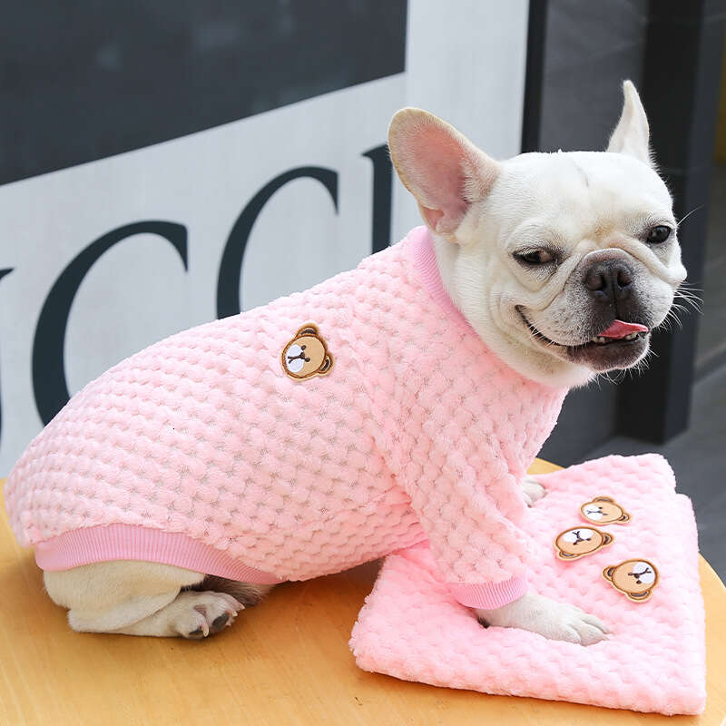 Famous brand Autumn Winter New Pet Plush French Bulldogs Cats Two Legged Plaid Clothes for and Dogs pupakaIK