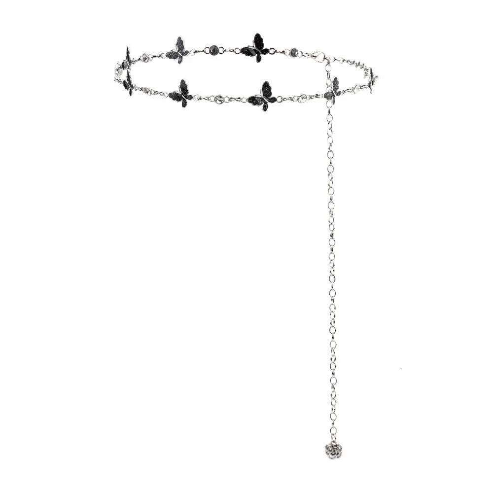 Fashionable Single-layer Retro Style Black And White Butterfly Waist Women's Body Chain Jewelry H260228