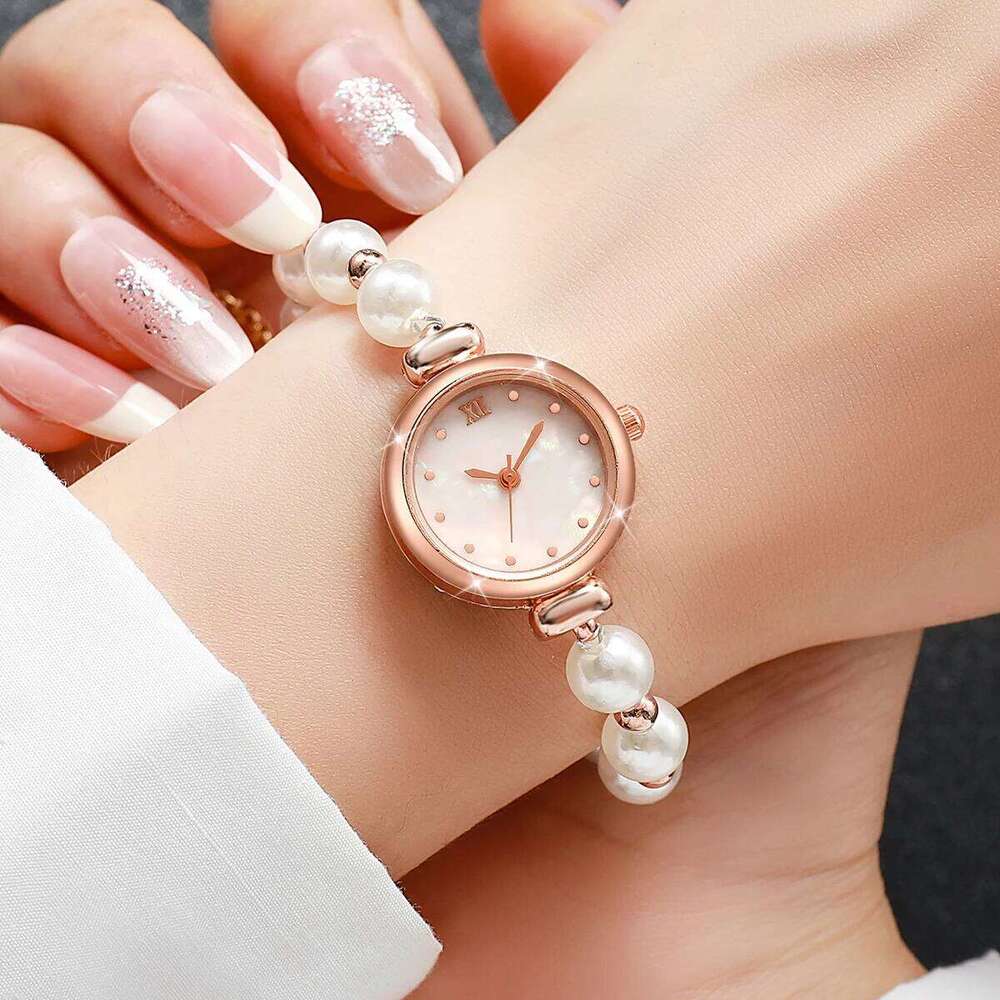 Fashion Small Roma Dial Women Quartz Elegant Pearls Strap Wrist For Ladies Reloj MujerWithout Box H260228