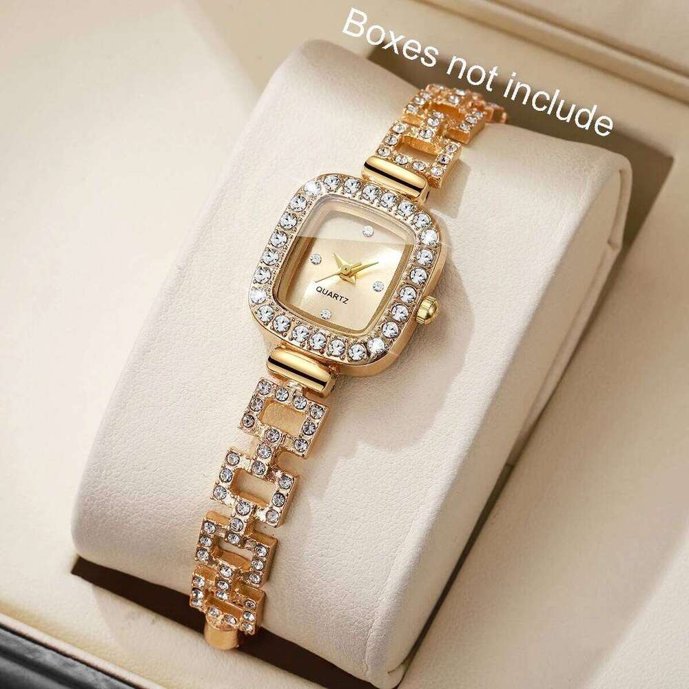 Rhinestone Strap Women es Elegant Square Quartz Wrist Reloj Mujer Girls Clock Gift Without Box H260228