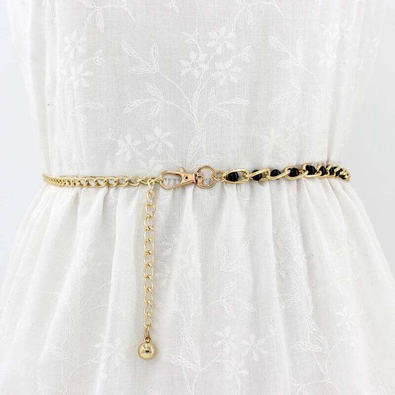 Fashion 1PC Elegant Metal Adjustable Thin Ladies Waist Chain Women Strap Dress Belt Pearl Decorative Clothess Accessories H260228