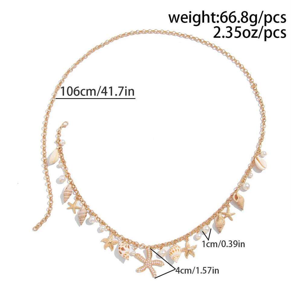 Lacteo Creative Bohemia Imitation Pearl Body Waist Chains for Women Conch Starfish Pendant Adjustable Summer Lady Sexy Jewelry H260228