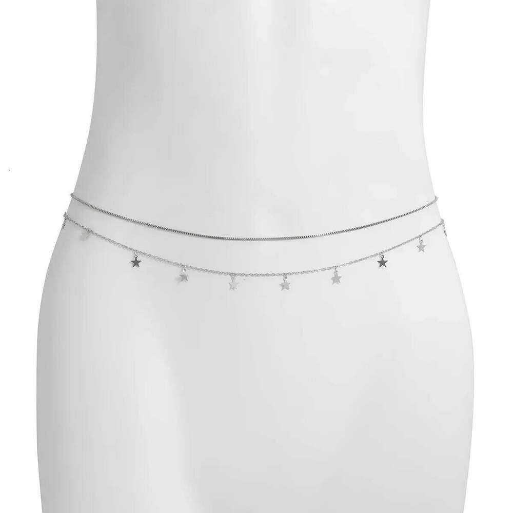 Geometric Street Shot Star Body Summer Women's Bikini Accessories Fashion Trend Metal Pentagram Tassel Sexy Waist Chain H260228