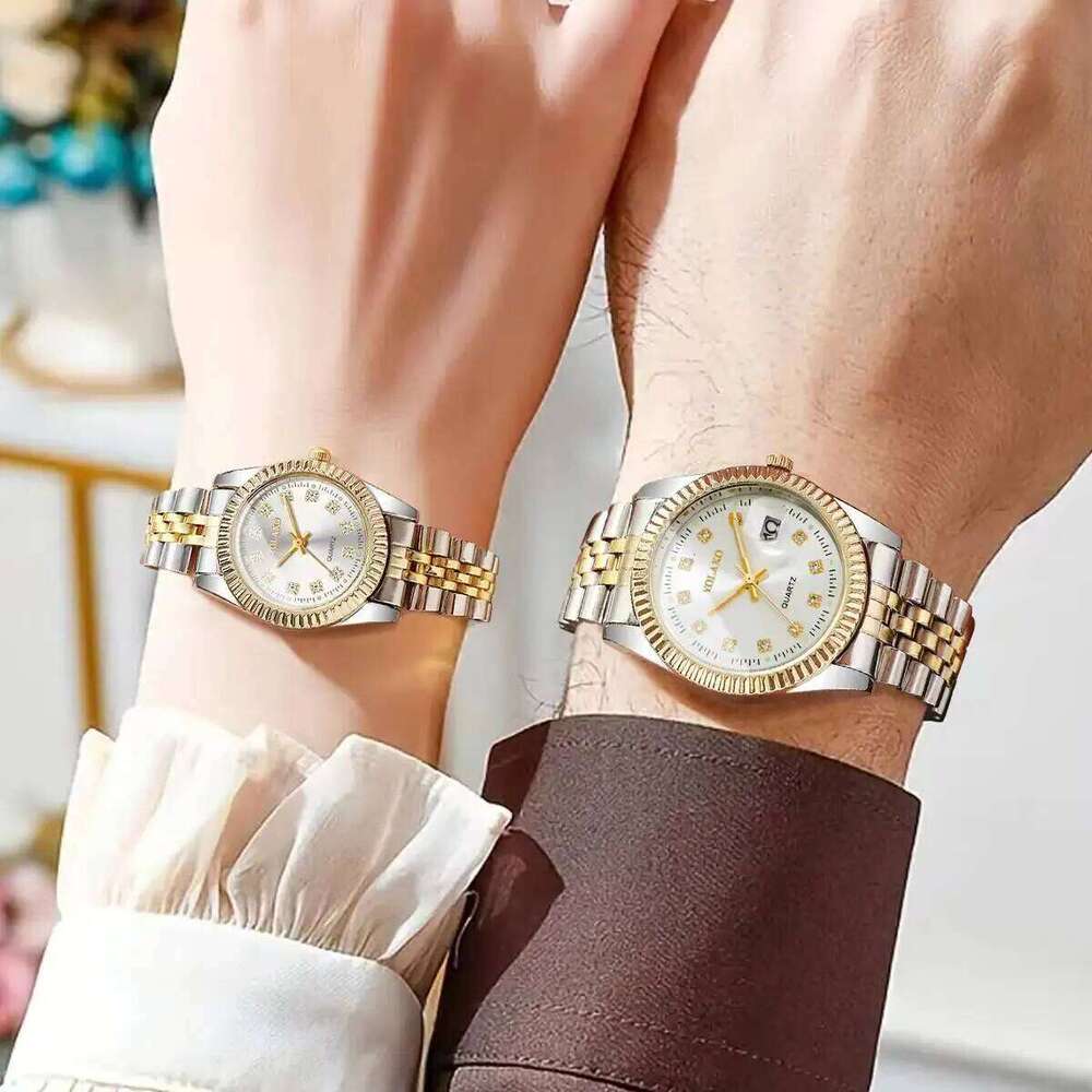 2PCS/Set Fashion Couple es Men Business Women Calendar Quartz Wrist Reloj Hombre MujerWithout Box H260228