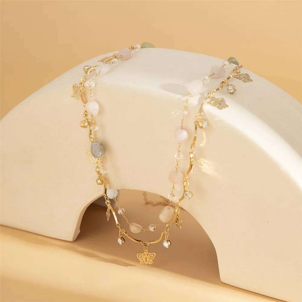 2Pcs/Set Butterfly Pendant Waist for Women Simple Natural Stone Belly Bikini Body Chain Summer Beach Vacation Bijou H260228