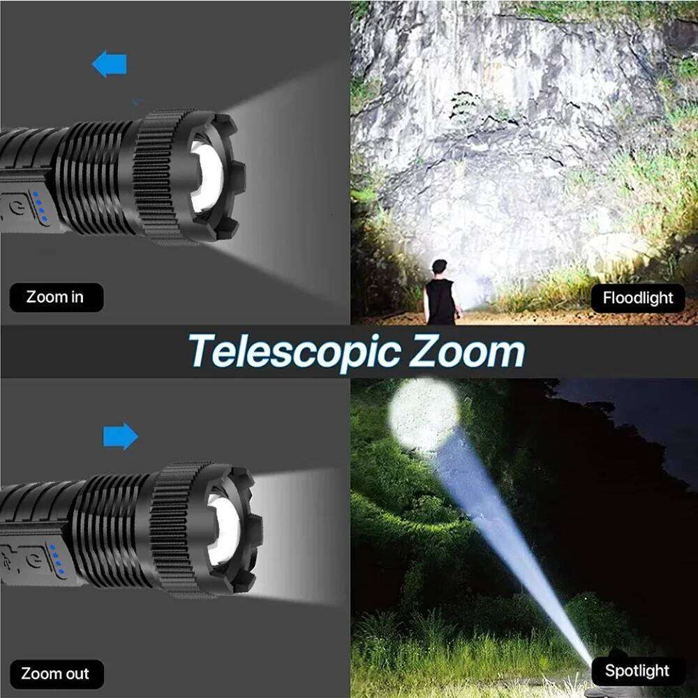 High Power Flashlight Portable Rechargeable Led Lamp Telescopic Zoom Torch Light Camping Hand Lantern Z260301