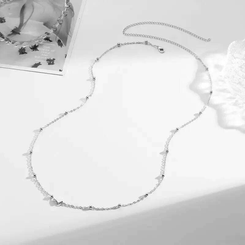 Fashion street snap versatile body for women, simple copper round bead heart-shaped waist chain H260228
