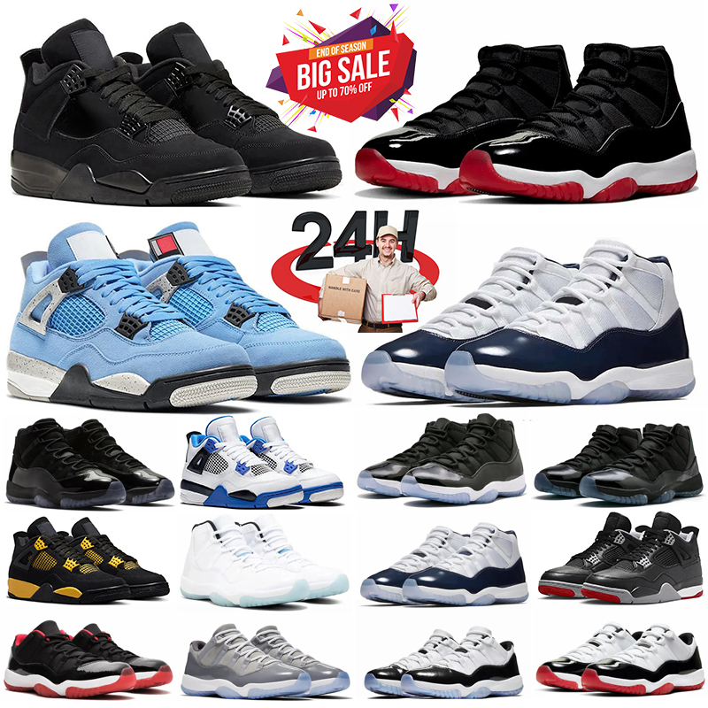Designer Basketball Shoes 4s 11s With Box Legend Blue Gamma Blue H-Town Black Cat White Cement Fire Red Medium Soft Pink Mens Outdoor Sports Shoes jumps man jordan4men